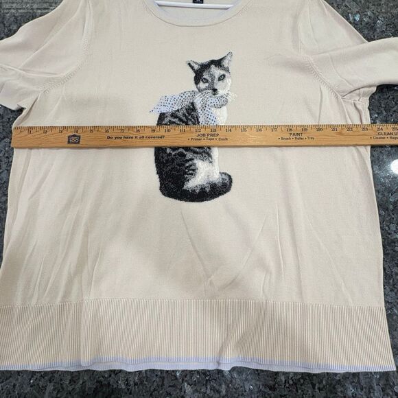 Lands’ End Women’s Sweater Size 2X – Cat Graphic Supima Cotton Pullover - Picture 6 of 9